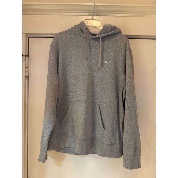 Vintage Nike Heather Grey Solo Swoosh Cotton-Blend Pullover Hoodie - Men's XL - Picture 2 of 11
